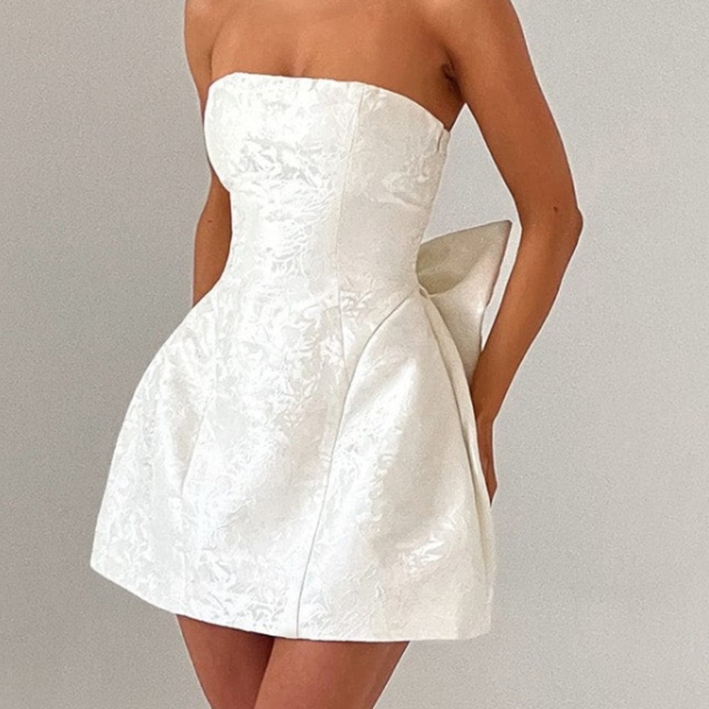 Babyboo Elenora Mini Dress - White with Bow